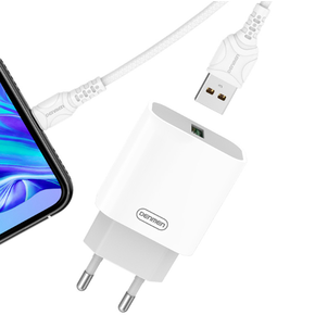Зарядное устройство DENMEN DC07L QC3,0 USB + кабель iPhone 5/iPad